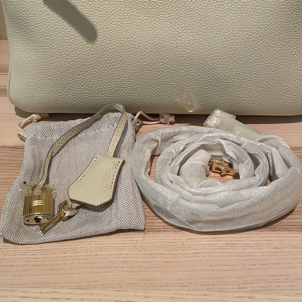 Top Handle Leather Satchel BK Cream White 30cm - Picture 9 of 9